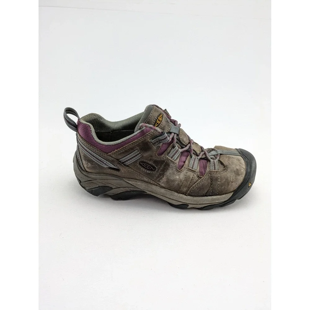 Womens KEEN Utility Detroit Low Steel Toe‎ Work Safety Gray Purple Shoes Size 9